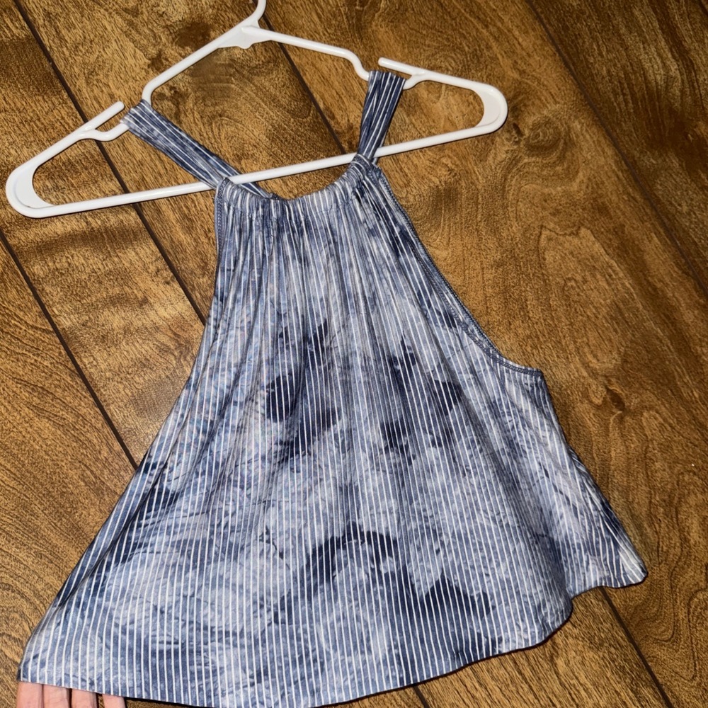 Chelsea & Violet Blue Tie Dye Pinstripe Halter Neck Crop Top Small Boho Summer